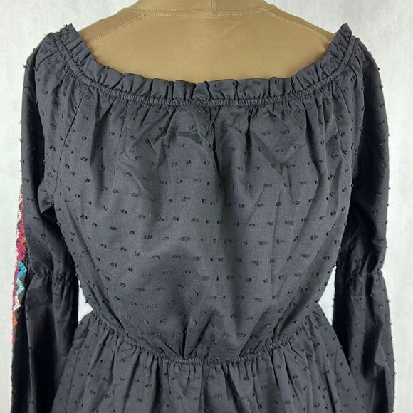 NWT Savanna Jane Off Shoulder Blouse Top Shirt Size Medium Black Long Sleeve Ruf - Picture 2 of 12